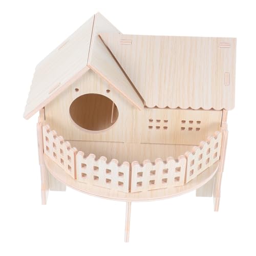 MERRYHAPY Hamster Haus Mit Sichtfenster Doppelschichten Spielzeug Aus Naturholz Abnehmbares Design Für Kleintier-lebensraum von MERRYHAPY