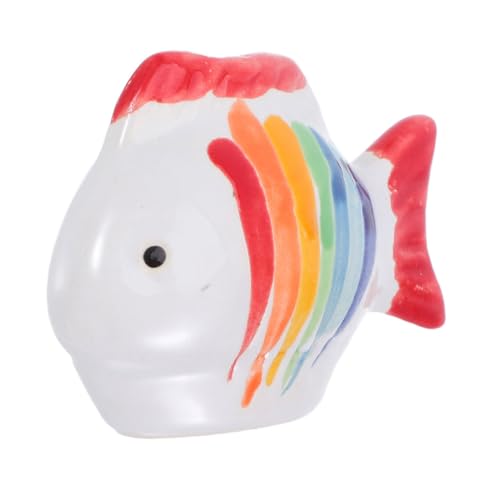 MERRYHAPY Handbemalte Farbige Gestreifte Keramik-Fisch-Figuren Schwimmende Aquarium-Dekorationen Naturnahe Keramik-Ornamente für Teiche und Fischteich-Accessoires von MERRYHAPY