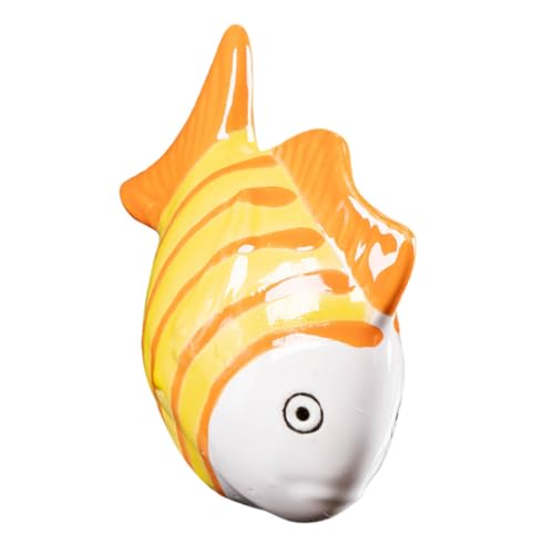 MERRYHAPY Handgefertigte Keramische Schwimmfische mit Gestreiftem Design Langlebige Aquarium-deko Realistische Schwimmende Fischfiguren für Aquarium Teich und Springbrunnen Gelb Groß von MERRYHAPY