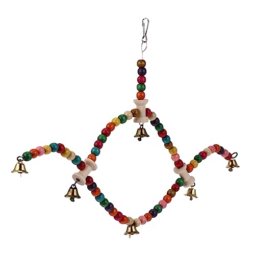 MERRYHAPY Parrot Spielschaukel Aus Naturholz Buntes Hängespielzeug Für Vögel Im Käfig Unterhaltungs Und Trainingsspielzeug Für Papageien Und Wellensittiche Fördert Spaß Und Bewegung von MERRYHAPY