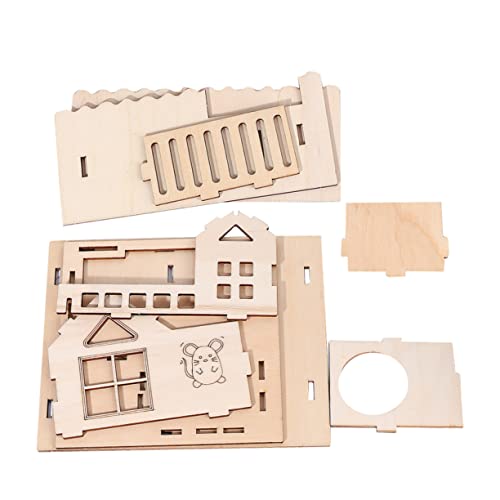 MERRYHAPY Holz Hamsterhaus mit Treppe Doppelstöckige Villa für Kleintiere aus Natürlichem Holz DIY und Versteck für Hamster Chinchillas und Rennmäuse Sicher und Langlebig von MERRYHAPY