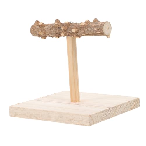 MERRYHAPY Holz Vogel Sitzstange Stabiler Papagei Trainingsständer für Desktop Vogelspielzeug Natürliche Holzplattform für Wellensittiche und Käfigvögel Vielseitige Vogelspielstation Klein von MERRYHAPY