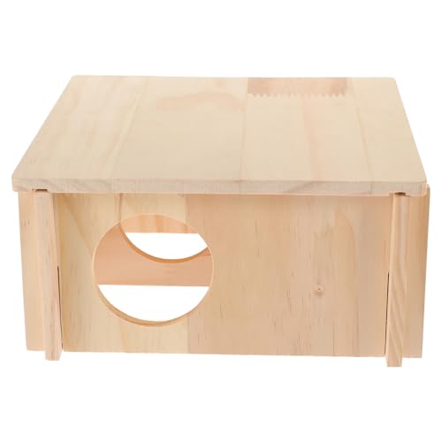 MERRYHAPY Holz spielhaus für Hamster Mehrkammeriges Versteckhaus für Kleine Nagetiere Robustes Nager ruhehaus aus Natürlichem Holz Nagen von MERRYHAPY