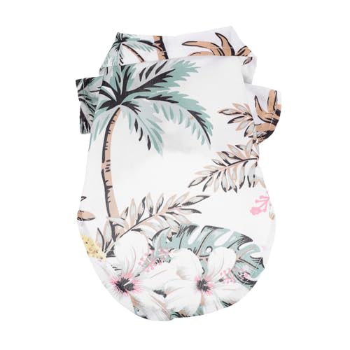 MERRYHAPY Puppy Sommer T-Shirt Für Kleine Hunde Atmungsaktives Und Stylisches Hundeshirt Für Festivals Und Partys Maschinenwaschbar Xs Weiße Hawaii-Print von MERRYHAPY