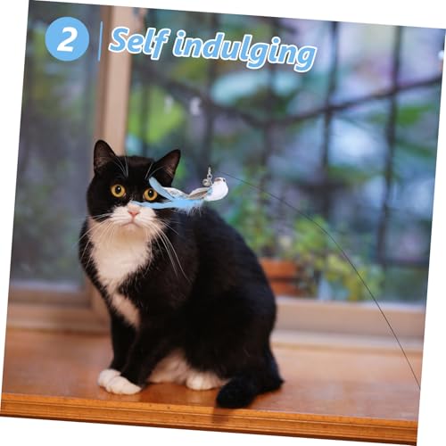 MERRYHAPY Interaktives Katzenspielzeug mit Starkem Saugnapf Stabilem Stahlstab und Federn Katzenangel für Drinnen Fördert Bewegung und Spielspaß für Kätzchen und Katzen von MERRYHAPY