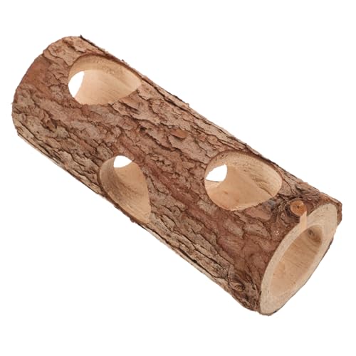 MERRYHAPY Kleintier Holz Tunnel aus Massivem Holz Sicheres Kauspielzeug und Versteck für Hamster Meerschweinchen und Mäuse Langlebig Geruchsfrei Fördert Bewegung und Sicheres Verstecken von MERRYHAPY