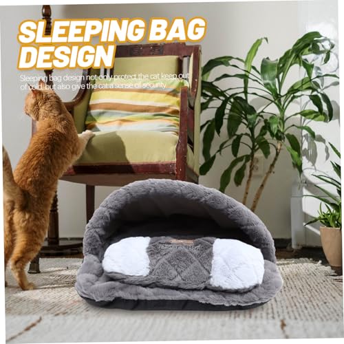 MERRYHAPY Kuscheliger Katzen Schlafsack aus Cord Halboffene Höhle mit Weichem Nest Warmes Haustierbett für Kätzchen Langlebig und Komfortabel für Herbst und Winter Tragbar für Zuhause und von MERRYHAPY