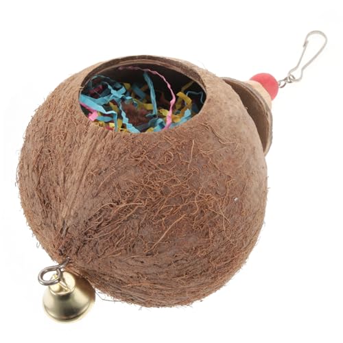 MERRYHAPY Natürlicher Kokosnussschalen Kauspielzeug für Papageien und Wellensittiche Umweltfreundlich Sicher Einfach im Käfig zu Befestigen Fördert Klettern und Spielspaß für Vögel von MERRYHAPY