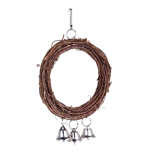 MERRYHAPY Parrots Rattan Swing Mit Glocken Hängende Kletterspielzeug Für Vögel Zur Beschäftigung Und Dekoration Rattan Schaukel Für Wellensittiche Und Papageien von MERRYHAPY