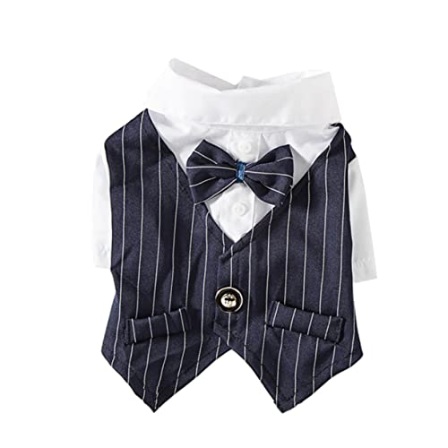 MERRYHAPY Haustier-Anzug Kleid für besondere Anlässe Partykleidung für Hunde leicht zu reinigen Gentleman-Anzug-Muster Marineblau Größe M von MERRYHAPY