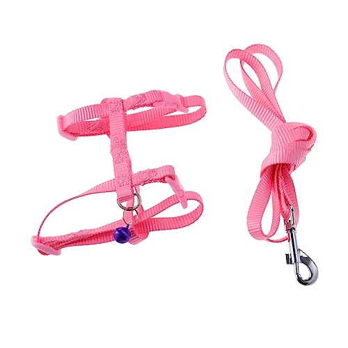 MERRYHAPY Verstellbares Kaninchen Gehgeschirr Mit Leine Und Kleiner Glocke Rosa Mit Zufälliger Glockenfarbe Atmungsaktiv Und Bequem Für Kleine Haustiere Ideal Für Und von MERRYHAPY