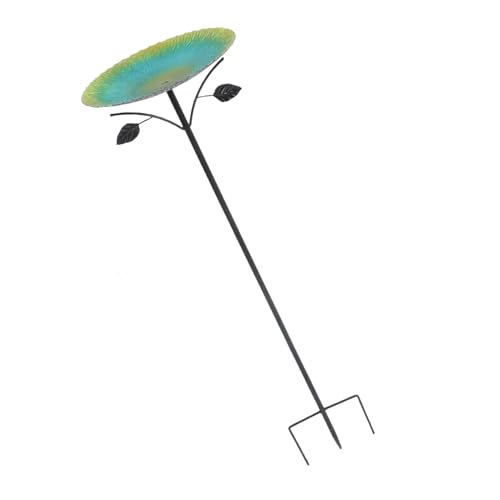 MERRYHAPY Vogelbad Mit Metallpfahl Für Garten Und Terrasse Wasserspender Und Futterspender Aus Glas Und Eisen Schnell Installierbar Für Draußen MERRYHAPY Vogelbad Mit Metallpfahl Für Garten Und Terrasse Wasserspender Und Futterspender Aus Glas Und Eisen Schnell Installierbar Für Draußen von MERRYHAPY