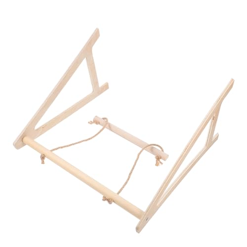 MERRYHAPY Vogelspielzeug Papageien Holz Schaukel mit Stand Krallenpflege Spielständer für Wellensittich Nymphensittich Kleine Vögel Vielseitiges Trainingszubehör Vogelkäfig Zubehör von MERRYHAPY