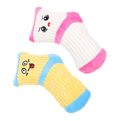 MERRYHAPY Quietschspielzeug Für Haustiere Welpen Plüschspielzeug Interaktives Hundespielzeug 2 Stück von MERRYHAPY