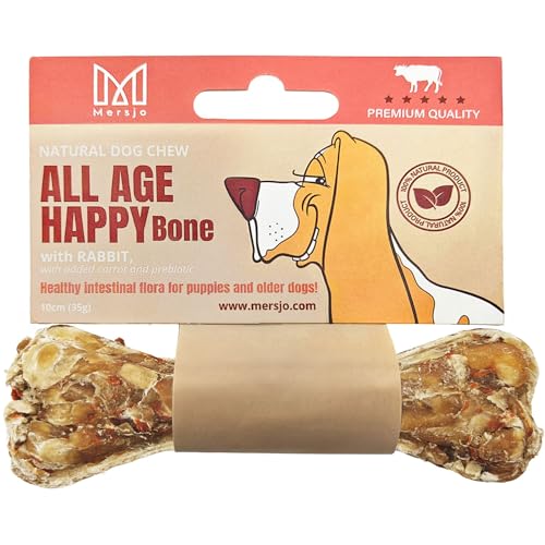 MERSJO All Age Happy Bone Kauknochen mit Kaninchen, 10 cm, 35g, Natürlicher Hundekausnack mit Karotte und Prebiotikum MERSJO All Age Happy Bone Kauknochen mit Kaninchen, 10 cm, 35g, Natürlicher Hundekausnack mit Karotte und Prebiotikum von MERSJO