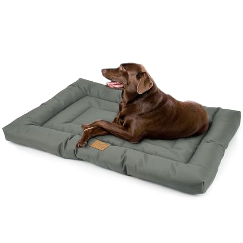 MERSJO Hochwertiges Hundebett für Kleines und Mittelgroße Hunde, Maximaler Liegekomfort, 100% Oxford-Gewebe mit PVC-Beschichtung, Äußerst Bequem, Dog Bed, Kratz- und Schmutzabweisend, Grau, 76x46 cm von MERSJO