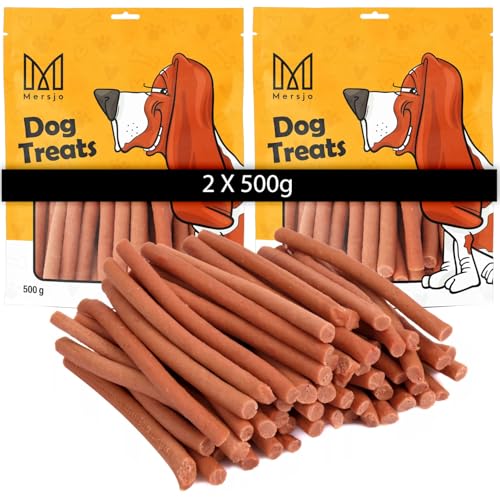 MERSJO Hundeleckerli - 77% Hoher Fleischanteil, Keine Zusatzstoffe, Getreide- und Zuckerfrei, Leckereien für Hunde zur täglichen Ergänzung, Natürliche Kauhilfe, Weiche Kaninchen, 2x500g von MERSJO