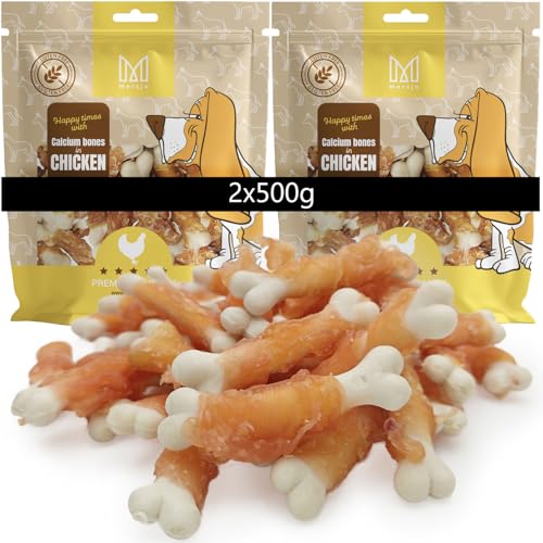 MERSJO Hundeleckerlis Kalzium-Huhn Leckerlis für Hunde, 2x500g, Glutenfrei, 60% Huhn, Hoher Proteingehalt von MERSJO