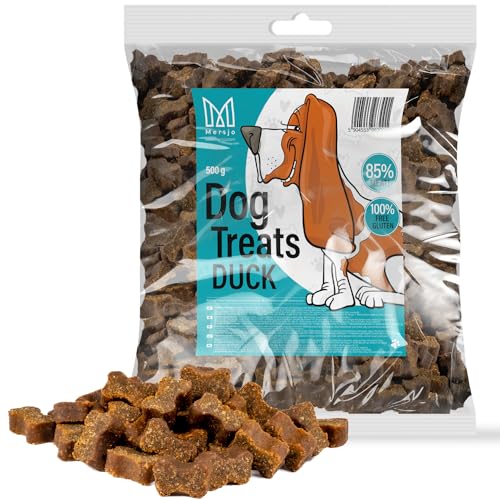 MERSJO Hundesnacks Trainingssnacks - 500g hundefutter trocken, Hunde leckerlis, leckereien für Hunde - schonend getrocknete Fleischtrainer, Geeignet für alle Rassen und Größen, Ente von MERSJO