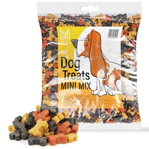 MERSJO Hundesnacks Trainingssnacks - 500g hundefutter trocken, Hunde leckerlis, leckereien für Hunde - schonend getrocknete Fleischtrainer, Geeignet für alle Rassen und Größen, Mini Mix von MERSJO