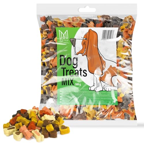 MERSJO Hundesnacks Trainingssnacks - 500g hundefutter trocken, Hunde leckerlis, leckereien für Hunde - schonend getrocknete Fleischtrainer, Geeignet für alle Rassen und Größen, Mix von MERSJO