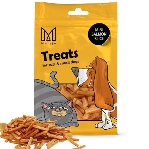 MERSJO Katzenleckerli - 90% Hoher Fleischanteil, Keine Zusatzstoffe, Getreide- und Zuckerfrei, Leckereien für Katzen und Hunde zur täglichen Ergänzung, Lachsscheiben, 10x50g MERSJO Katzenleckerli - 90% Hoher Fleischanteil, Keine Zusatzstoffe, Getreide- und Zuckerfrei, Leckereien für Katzen und Hunde zur täglichen Ergänzung, Lachsscheiben, 10x50g von MERSJO
