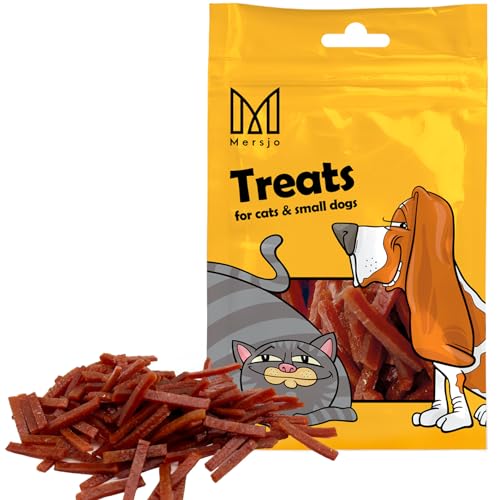 MERSJO Katzenleckerli - 92% Hoher Fleischanteil, Keine Zusatzstoffe, Getreide- und Zuckerfrei, Leckereien für Katzen und Hunde zur täglichen Ergänzung, Mini-Entenschnitzel, 10x50g MERSJO Katzenleckerli - 92% Hoher Fleischanteil, Keine Zusatzstoffe, Getreide- und Zuckerfrei, Leckereien für Katzen und Hunde zur täglichen Ergänzung, Mini-Entenschnitzel, 10x50g von MERSJO