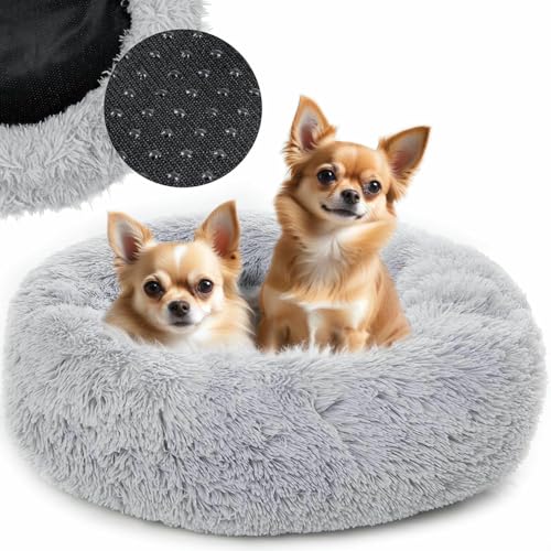 MERSJO Rundes Plüsch-Haustierbett, Donutform, 60 cm, Grau, Waschbar, rutschfeste Unterseite, für Hunde und Katzen MERSJO Rundes Plüsch-Haustierbett, Donutform, 60 cm, Grau, Waschbar, rutschfeste Unterseite, für Hunde und Katzen von MERSJO