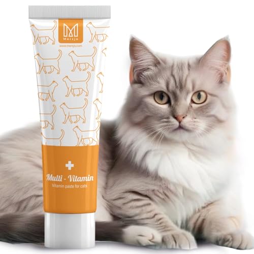 Mersjo Katzenpaste mit Multivitamin 100g – Nahrungsergänzung für Katzen, gegen Haarballen, mit Omega-Fettsäuren, Vitaminen A/C/E, für Fellpflege & Verdauung von MERSJO