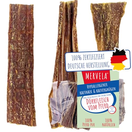 MERVELA® Pferdedörrfleisch für Hunde, 500g, natürlicher Kausnack | 100% Pferd | aus Deutscher Herstellung von MERVELA