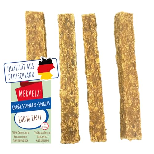 MERVELA® Ente Kausticks, 1 KG [Qualität aus Deutschland] für Allergiker Sensitive Hunde, Belohnung, Trainingssnack, getreidefrei, Hundesnack, hypoallergen, Hunde Leckerli, Proteinreicher Kausnack von MERVELA