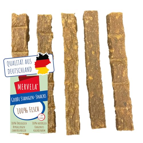 MERVELA® Fisch Kausticks, 1 KG [Qualität aus Deutschland] für Allergiker Sensitive Hunde, Belohnung, Trainingssnack, getreidefrei, Hundesnack, hypoallergen, Hunde Leckerli, Proteinreicher Kausnack von MERVELA