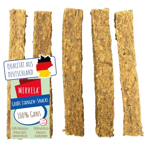 MERVELA® Gans Kausticks, 1 KG [Qualität aus Deutschland] für Allergiker Sensitive Hunde, Belohnung, Trainingssnack, getreidefrei, Hundesnack, hypoallergen, Hunde Leckerli, Proteinreicher Kausnack von MERVELA