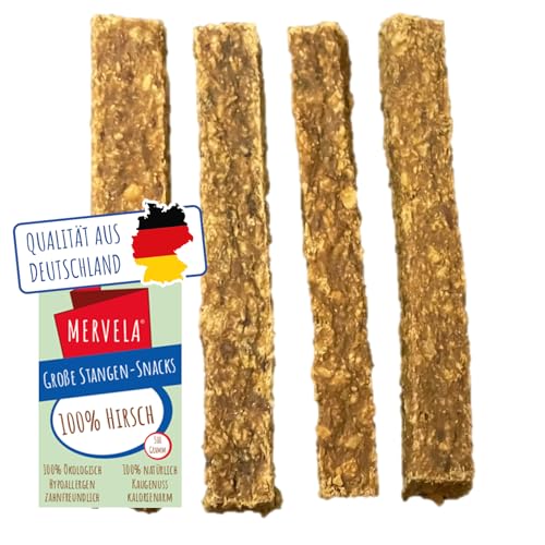 MERVELA® Hirsch Kausticks, 500 Gr. [Qualität aus Deutschland] für Allergiker Sensitive Hunde, Belohnung, Trainingssnack, getreidefrei, Hundesnack, hypoallergen, Hunde Leckerli, Proteinreicher Kausnack von MERVELA
