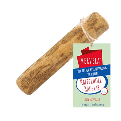 MERVELA® Kaffeeholz für Hunde – Natürliches Kauspielzeug aus nachhaltigem Holz – Langlebiges Hundespielzeug für Zahnpflege und Kauspaß – Ideal für große Hunde (Large, 1 Stück) von MERVELA