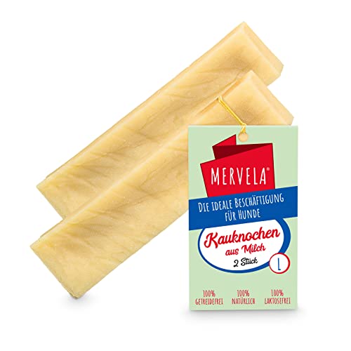 MERVELA® Kaukäse für Hunde | 2 * 90 Gramm | Käseknochen für Hunde | Beschäftigung & Belohnung | Käsestangen für mittelgroße Hunde | Harter Yak Käse Hund, Langer Kauspaß von MERVELA