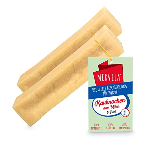 MERVELA® Kaukäse für Hunde | 2 * 120 Gramm | XL | Käseknochen für Hunde | Beschäftigung & Belohnung | Käsestangen für große Hunde | Harter Yak Käse Hund, Langer Kauspaß von MERVELA