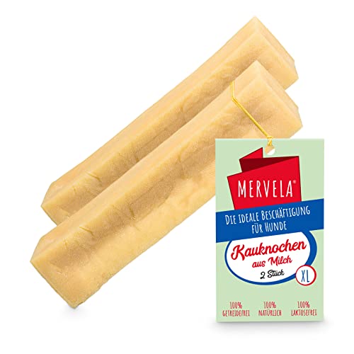 MERVELA® Kaukäse für Hunde | 2 * 120 Gramm | XL | Käseknochen | Beschäftigung & Belohnung | Käsestangen für Große Hunde | Harter Yak Käse, Langer Kauspaß von MERVELA