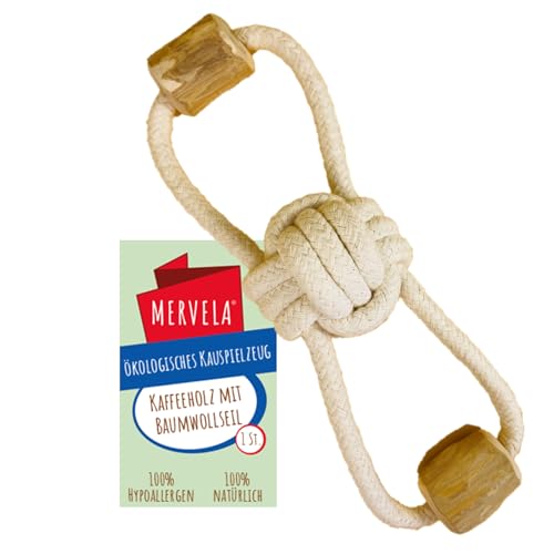 MERVELA® Kauseil aus Baumwolle mit Kaffeeholzknochen für Hunde – Natürliches Kauspielzeug, Zahnpflege & Langlebig – Für alle Hundegrößen (Kauseil 2) von MERVELA