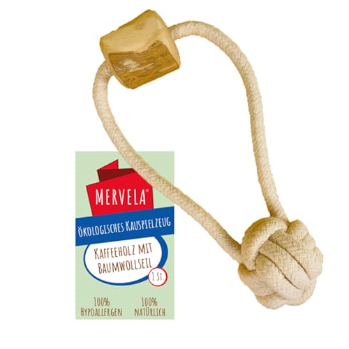 MERVELA® Kauseil aus Baumwolle mit Kaffeeholzknochen für Hunde – Natürliches Kauspielzeug, Zahnpflege & Langlebig – Für alle Hundegrößen (Kauseil 3) von MERVELA