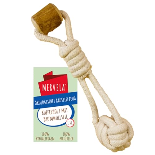 MERVELA® Kauseil aus Baumwolle mit Kaffeeholzknochen für Hunde – Natürliches Kauspielzeug, Zahnpflege & Langlebig – Für alle Hundegrößen (Kauseil 4) von MERVELA