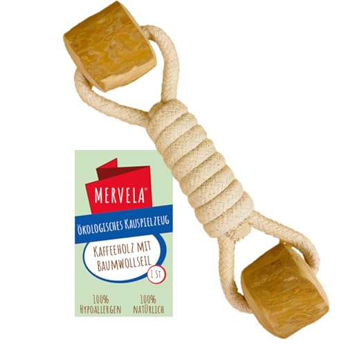 MERVELA® Kauseil aus Baumwolle mit Kaffeeholzknochen für Hunde – Natürliches Kauspielzeug, Zahnpflege & Langlebig – Für alle Hundegrößen (Kauseil 6) von MERVELA