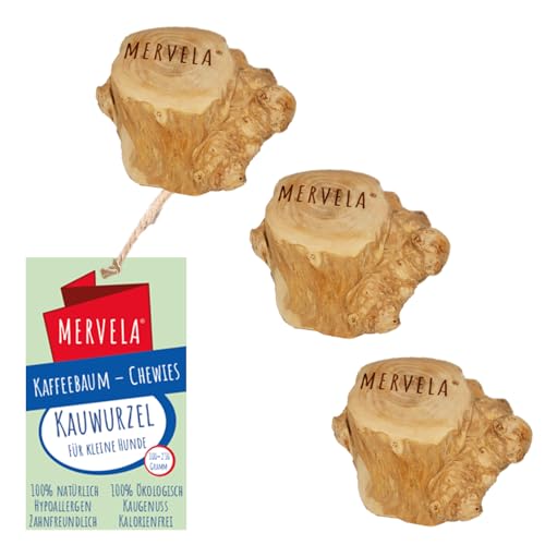 MERVELA® Kauwurzel für Hunde – Natürliches Kauspielzeug für alle Hundegrößen – Zahnpflege & Langlebig – Ideal für Starke Kauer – natürliche Beschäftigung (Kauwurzel S 3 St.) von MERVELA