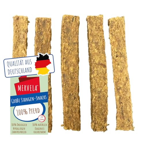 MERVELA® Pferd Kausticks, 1 KG [Qualität aus Deutschland] für Allergiker Sensitive Hunde, Belohnung, Trainingssnack, getreidefrei, Hundesnack, hypoallergen, Hunde Leckerli, Proteinreicher Kausnack von MERVELA