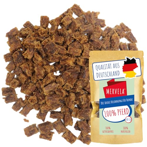 MERVELA® Premium Pferd Kauwürfel für Hunde, 500g - Ideal als Trainingsleckerli | 100% Natürliches Pferdefleisch | Hypoallergen für Sensible Hunde | Made in Germany von MERVELA