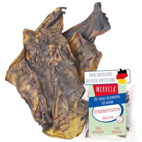 MERVELA Pferdehautplatten | 100% Pferd pur | 1 Stück | Haut Hautplatten vom Pferd getrocknet | Qualität aus Deutschland | ideal für hypoallergene, allergische und Sensible Hunde von MERVELA