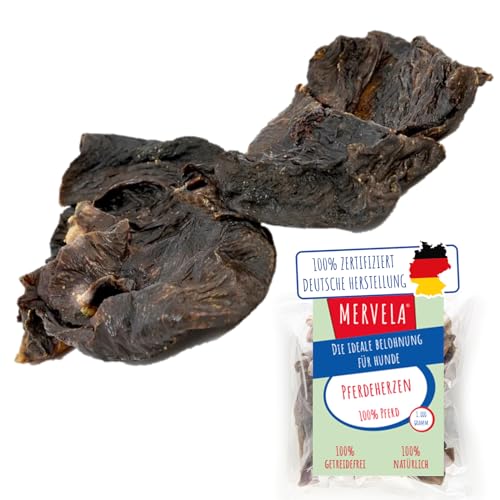 MERVELA Pferdeherzen | 100% Pferd pur | 1.000g | Herzen vom Pferd getrocknet | Qualität aus Deutschland | ideal für hypoallergene, allergische und Sensible Hunde von MERVELA