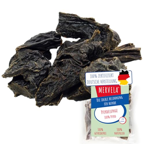 MERVELA Pferdelunge | 100% Pferd pur | 1.000g | Lunge vom Pferd getrocknet | Qualität aus Deutschland | ideal für hypoallergene, allergische und Sensible Hunde von MERVELA