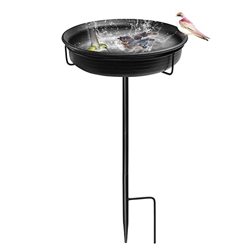 MERYSAN Vogeltränke Vogelbad Futter Schale Wasserstelle Stehend, Vogelbad Garten für Wildvögel Wassertränke für Vögel, Vogeltränke Groß Frostsicher Winterfest Vogeltränke (Black) von MERYSAN