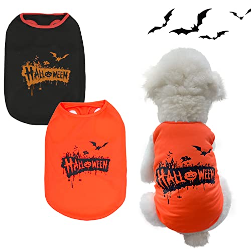 2 Stück Halloween-Hunde-Shirts, bedruckt, klassische Halloween-Muster aus schnell trocknenden Materialien (Schloss, XX-Large) von MESHEEN